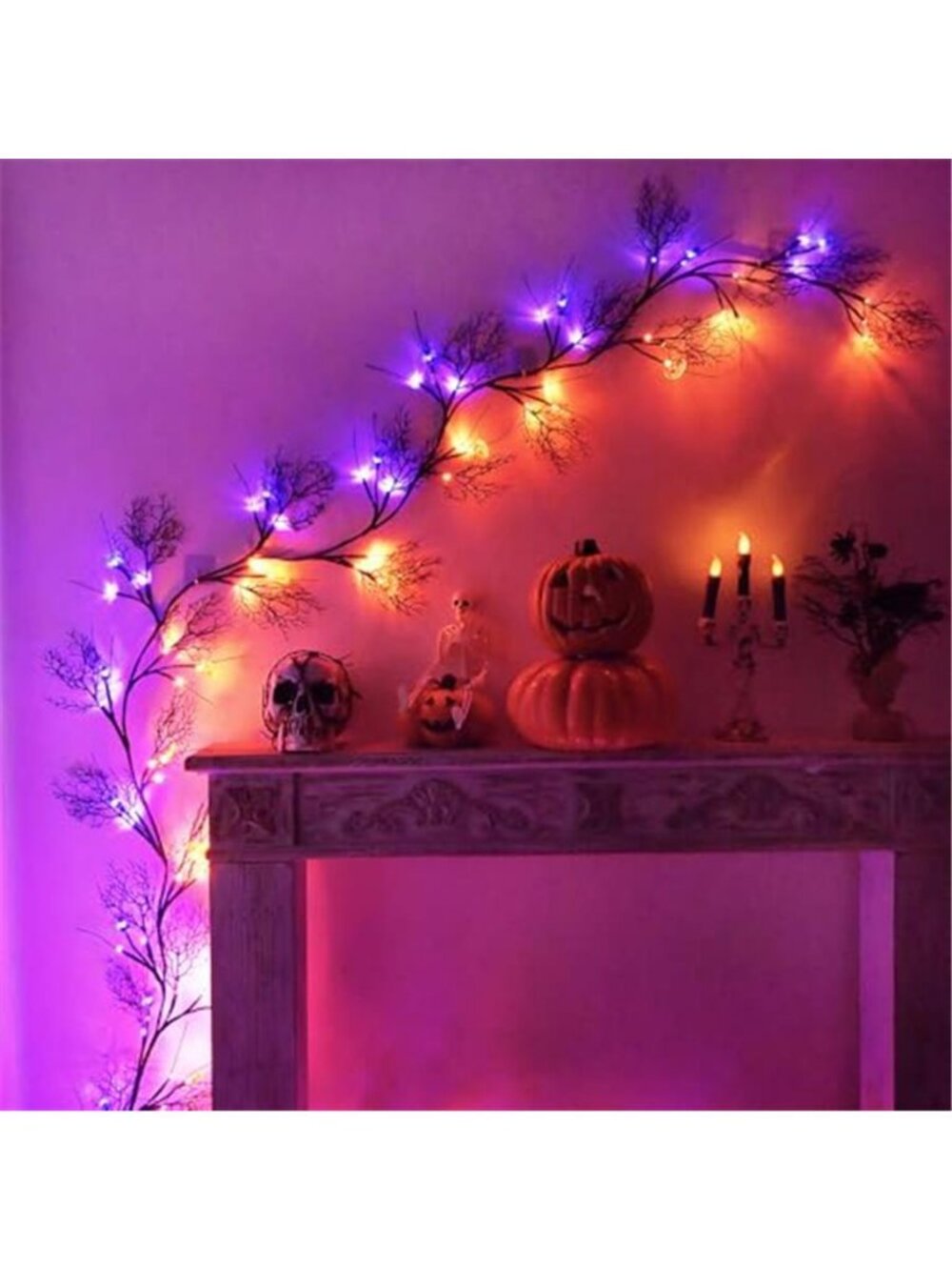 Halloween Decor Lights 8.86FT 72 LED Willow Vine Twig with Timer Battery